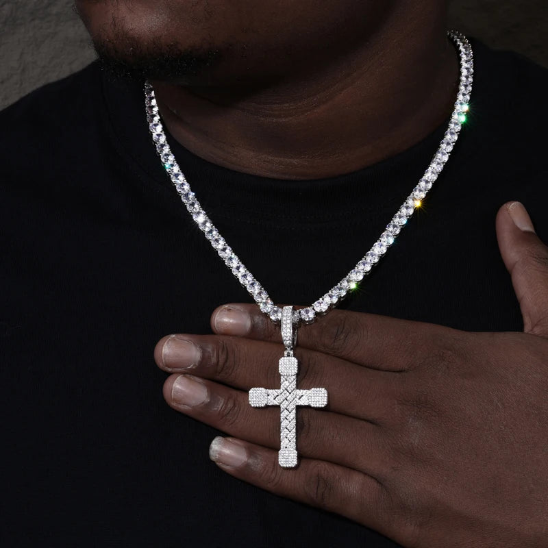 Iced Out Cross Pendant Necklace for Men, image 6
