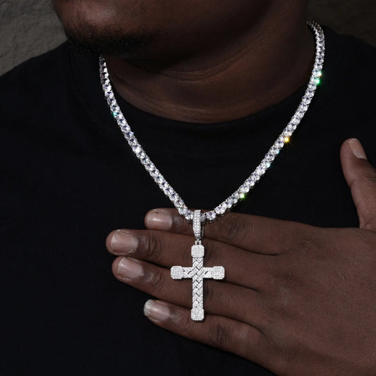Iced Out Cross Pendant Necklace for Men, image 6