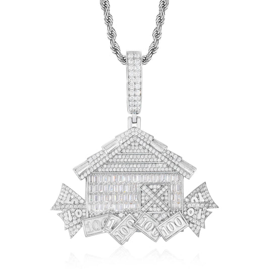 Iced Out House Pendant Necklace for Men