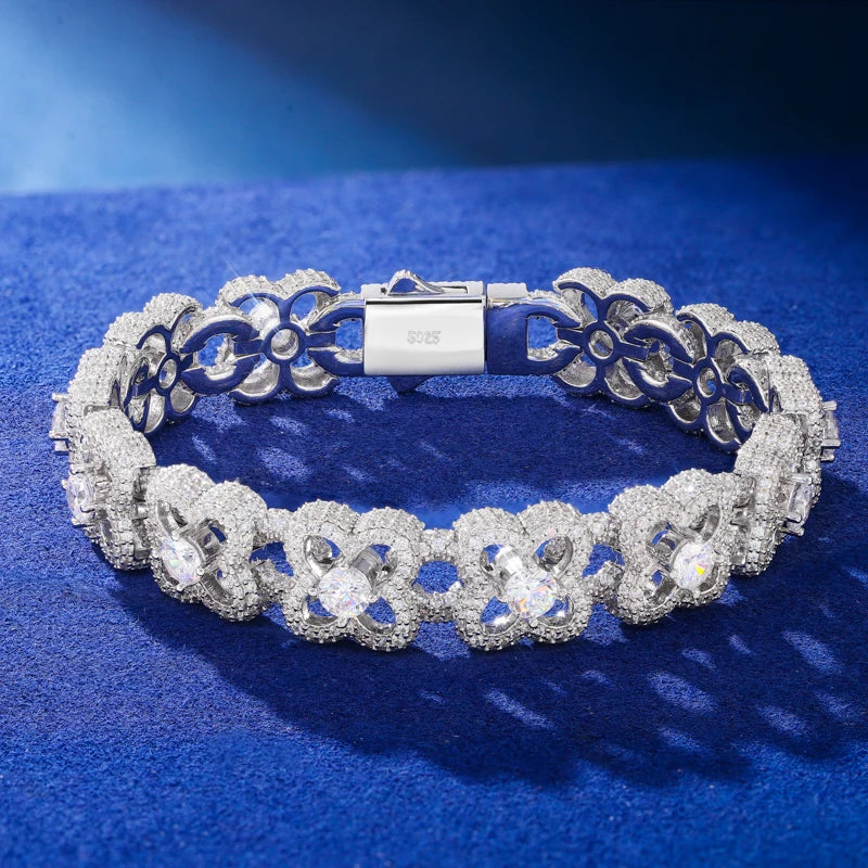 Iced Out Clover Link Bracelet for Men, image 6