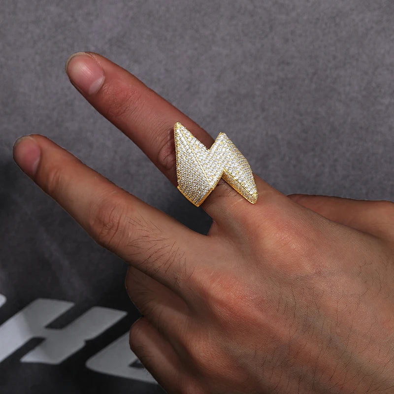 Iced Out Lightning Bolt Ring for Men, image 5