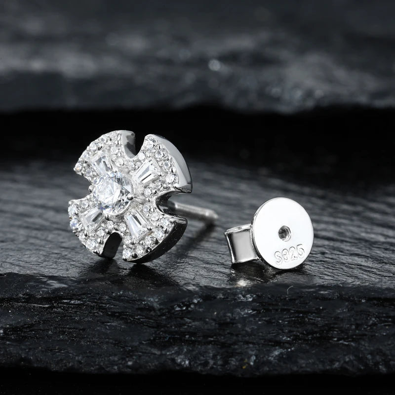 Moissanite Cross Stud Earrings for Men, image 4