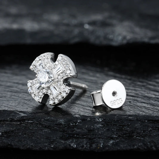 Moissanite Cross Stud Earrings for Men, image 4