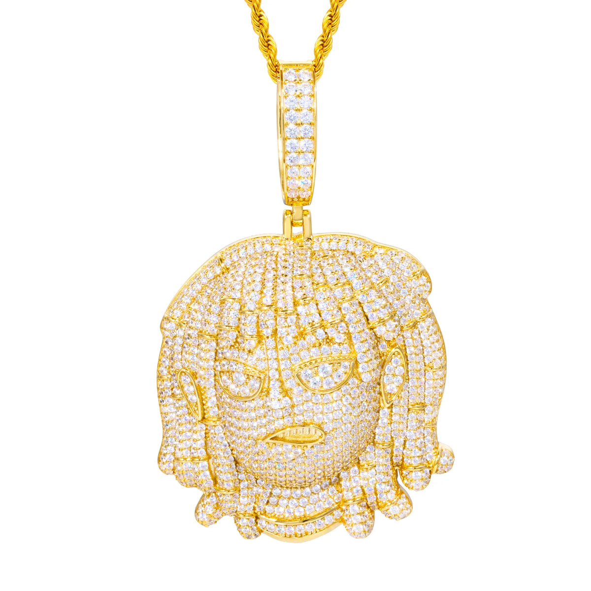 Iced Out Cartoon Dreadlock Pendant Necklace for Men, image 8
