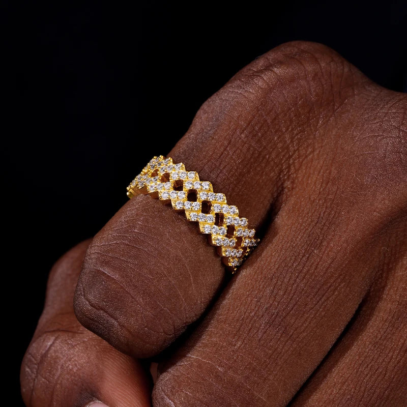Iced Out Moissanite Cuban Link Eternity Ring for Men, image 7