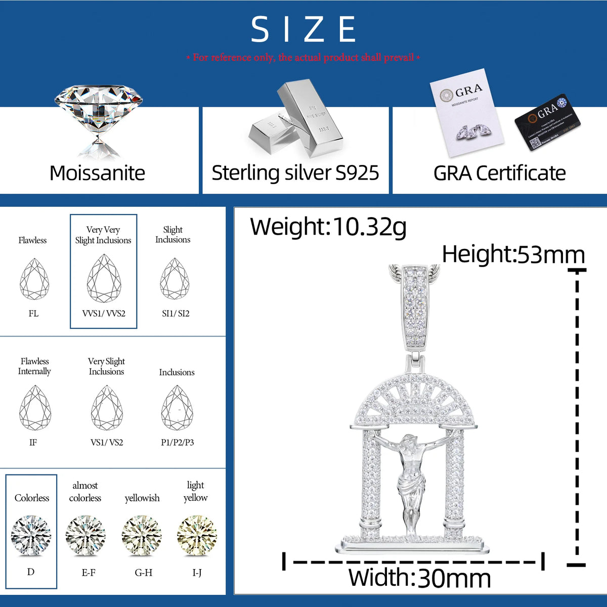 Iced Out Crucifix Arch Pendant Necklace for Men, image 4
