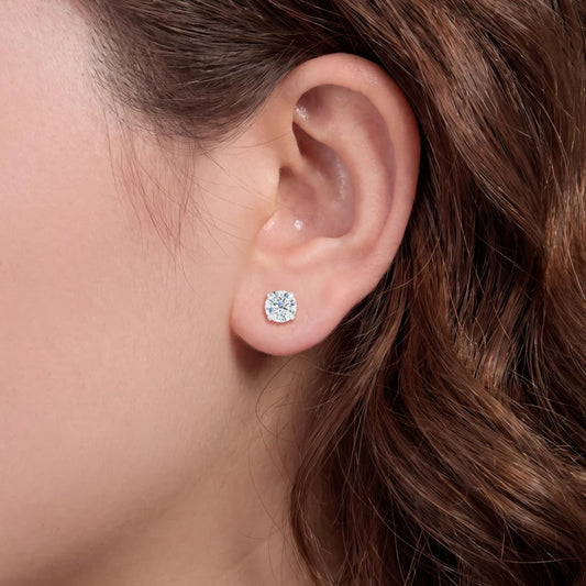Round Cut Moissanite Stud Earrings, image 6