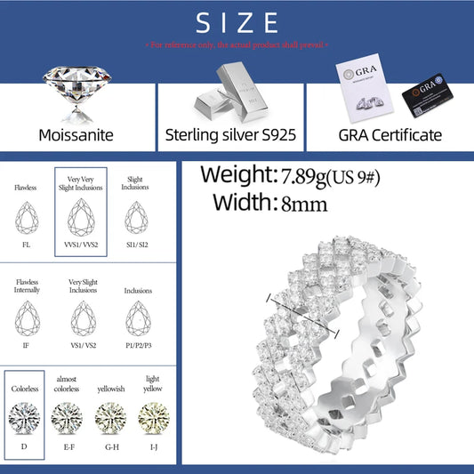 Iced Out Moissanite Cuban Link Eternity Ring for Men, image 3