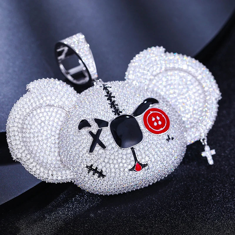 Iced Out Moissanite Cartoon Bear Pendant for Men, image 4