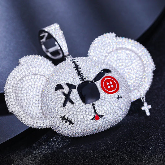 Iced Out Moissanite Cartoon Bear Pendant for Men, image 4