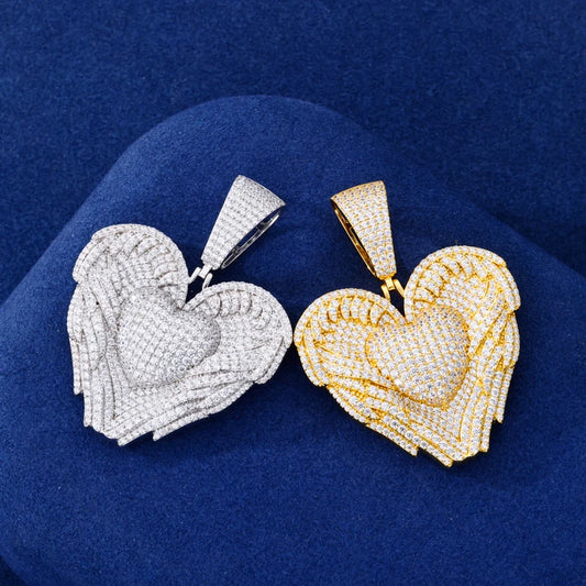 Iced Out Winged Heart Pendant Necklace, image 5