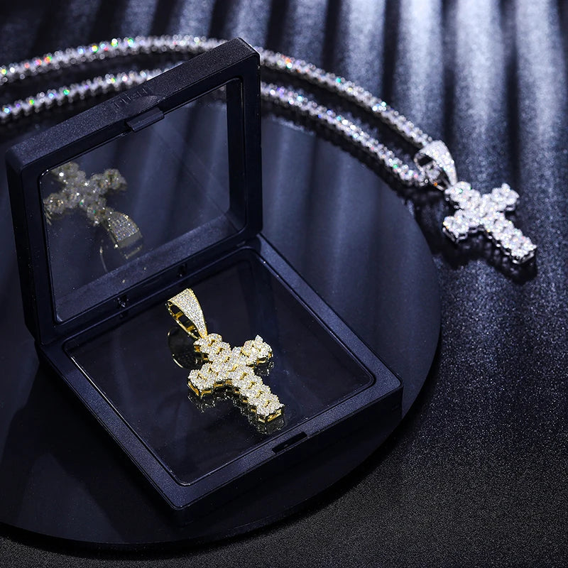 Iced Out Cross Pendant Necklace for Men, image 6