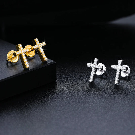 Moissanite Cross Stud Earrings, image 6