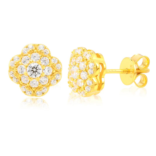 Moissanite Clover Cluster Stud Earrings, image 2