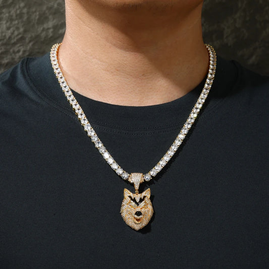 Iced Out 3D Wolf Head Pendant Necklace for Men, image 6