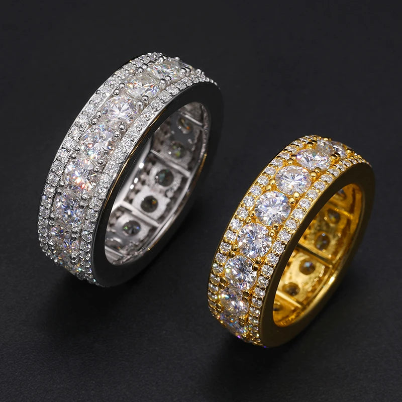 Iced Out Moissanite Wide Band Pave Ring for Men, image 6
