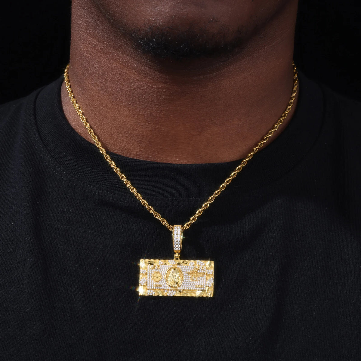 Iced Out Dollar Bill Pendant for Men, image 7
