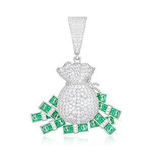 Iced Out Money Bag Pendant Necklace for Men, image 8