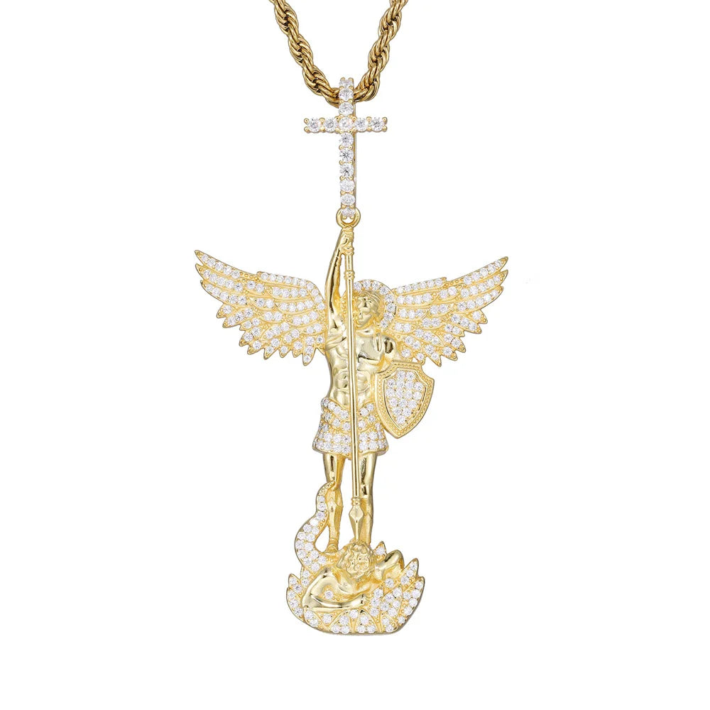 Iced Out Angel Pendant Necklace for Men, image 8