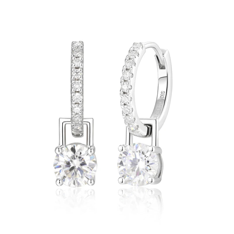Iced Out Moissanite Drop Huggie Earrings, image 2