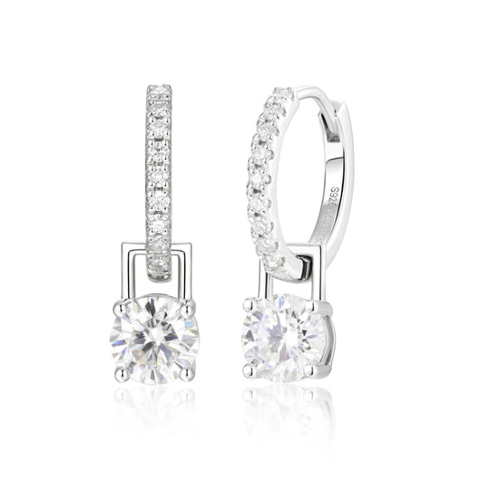 Iced Out Moissanite Drop Huggie Earrings, image 2