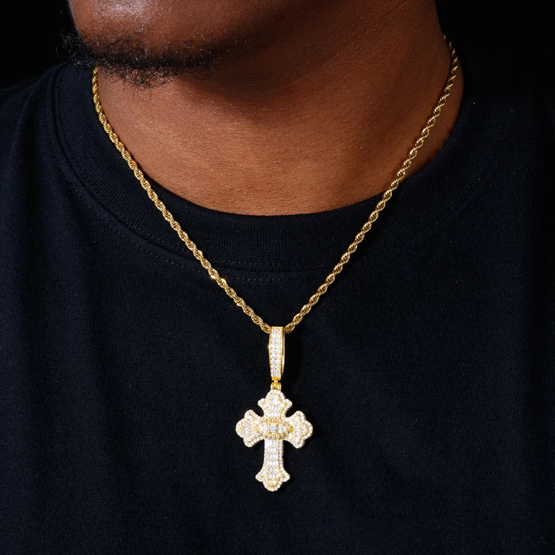 Iced Out Moissanite Cross Pendant for Men, image 7