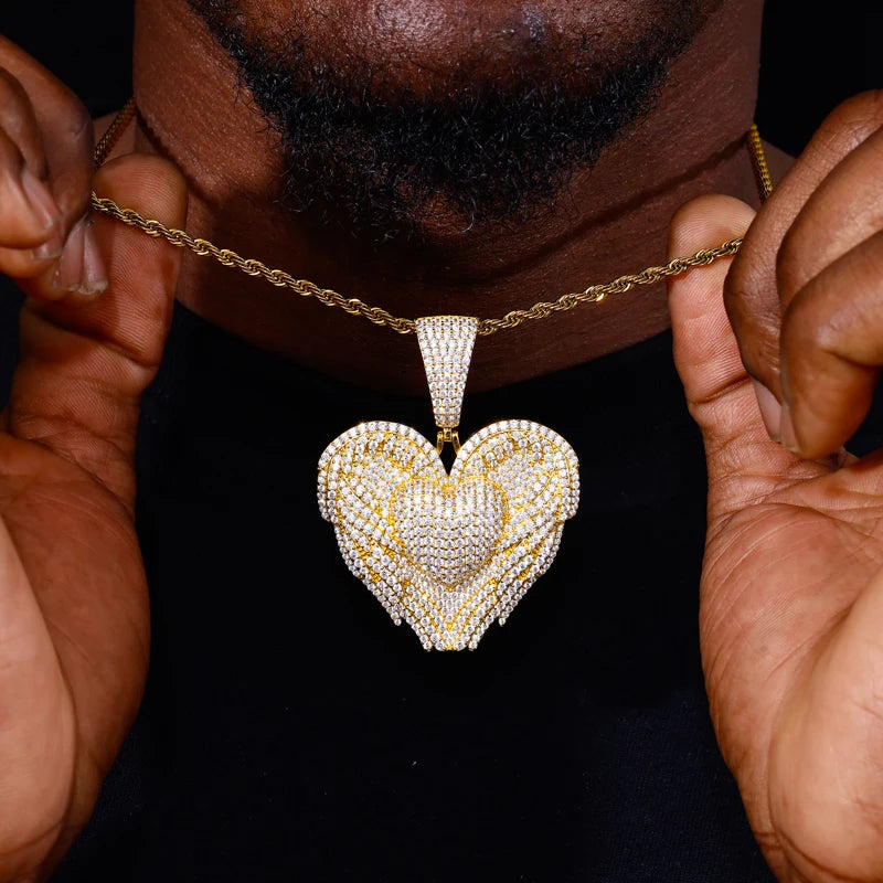 Iced Out Winged Heart Pendant Necklace, image 7