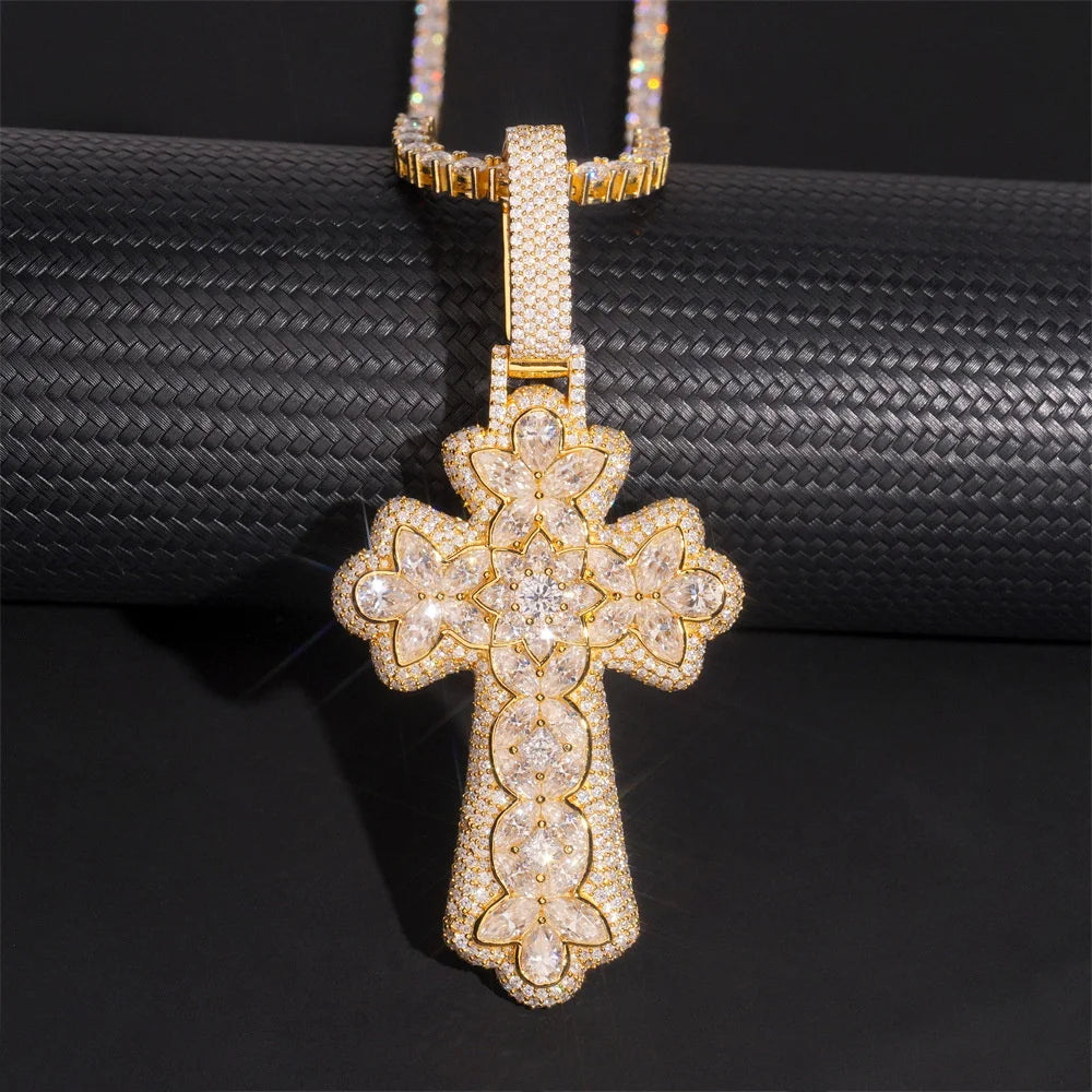 Flower Cross Pendant Necklace for Men, image 3