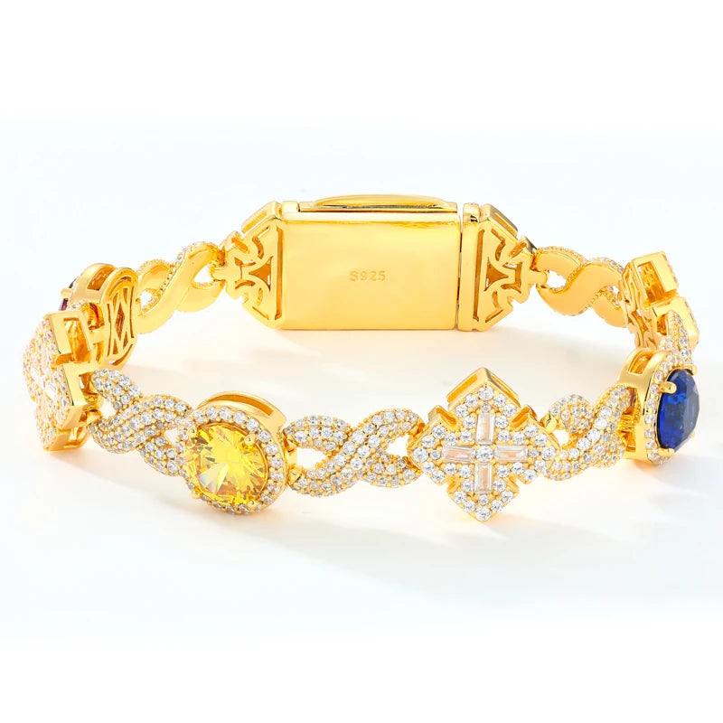Iced Out Maltese Cross Link Bracelet for Men, image 9