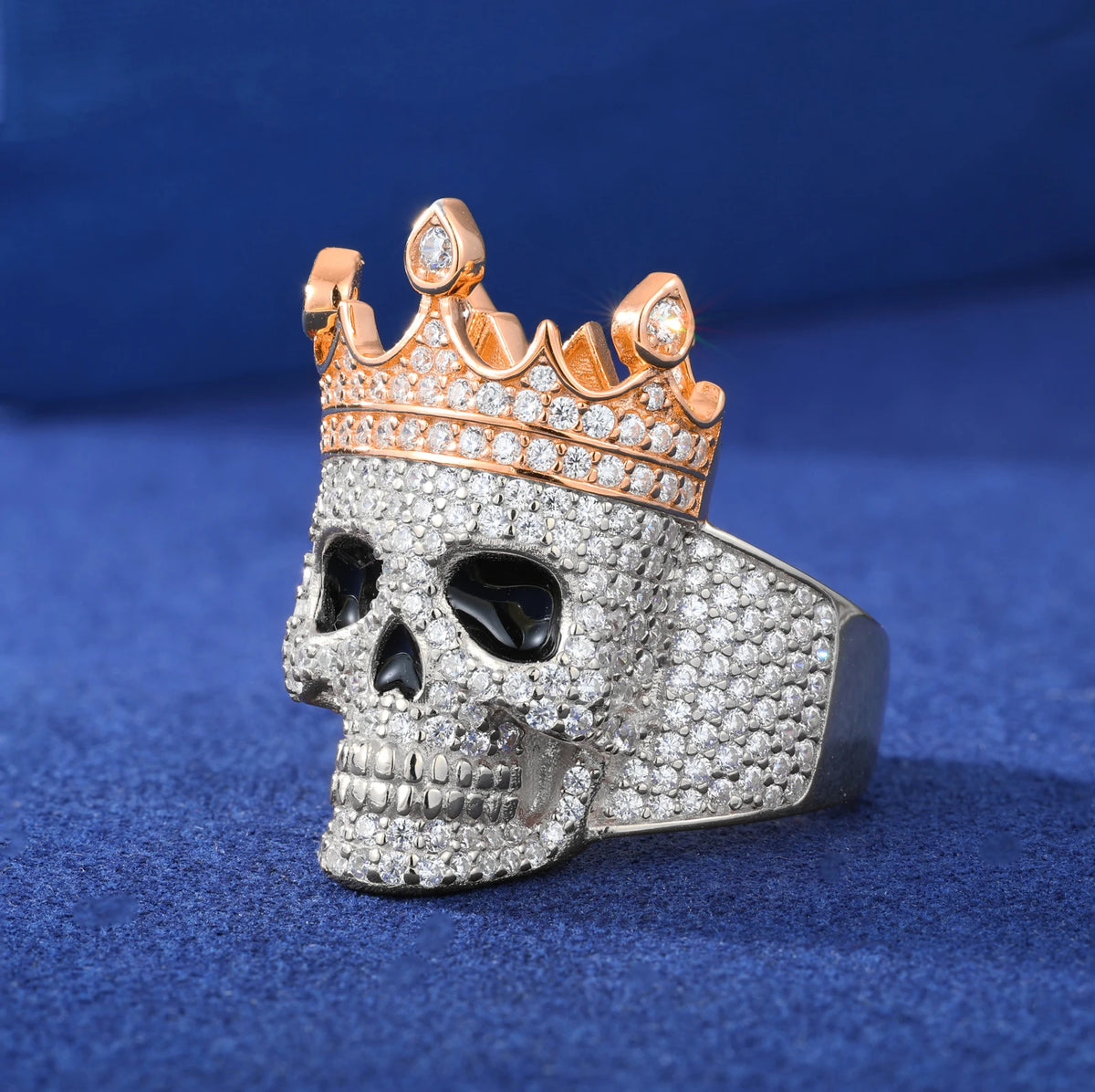 Iced Out Moissanite Crowned Skull Ring for Men, image 5
