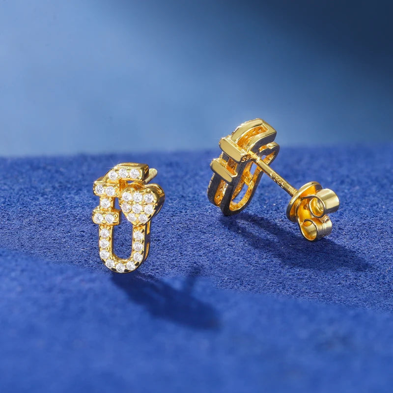 Moissanite Paper Clip Stud Earrings, image 6
