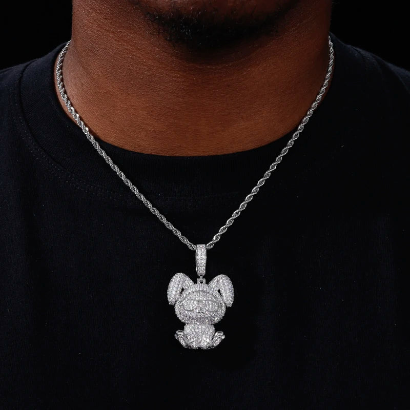 Iced Out Rabbit Pendant Necklace for Men, image 7