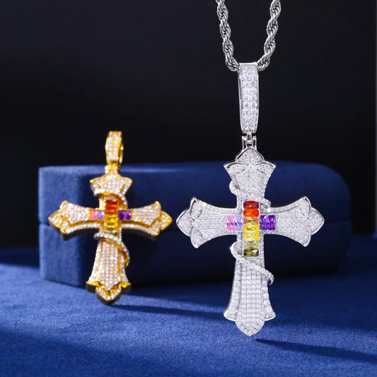 Iced Out Moissanite Cross Pendant Necklace for Men, image 10