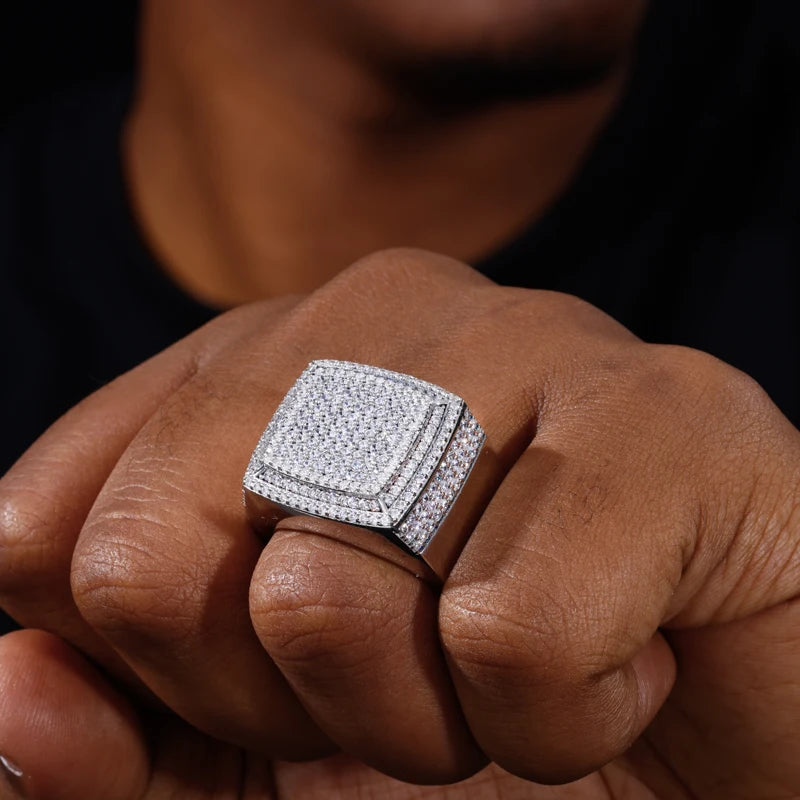 Iced Out Square Signet Ring for Men, image 7