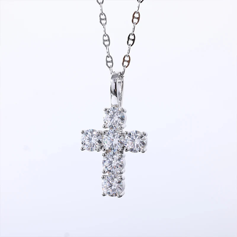 Moissanite Cross Pendant Necklace