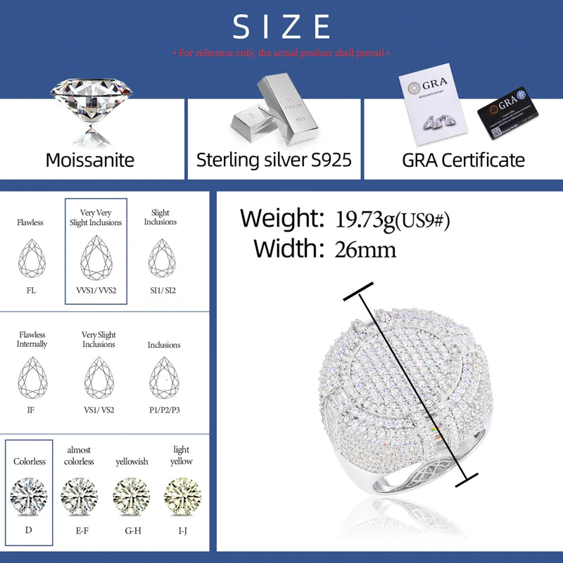 Iced Out Round Cluster Ring for Men, image 4