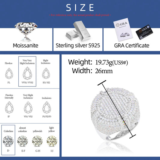 Iced Out Round Cluster Ring for Men, image 4