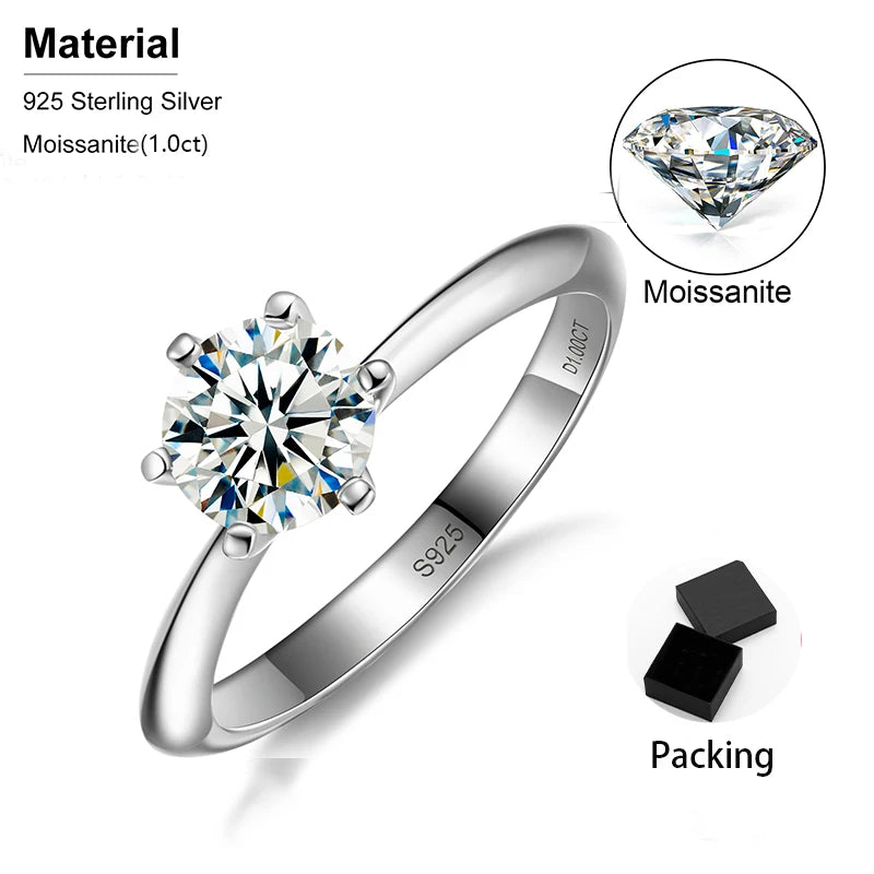 Round Cut Moissanite Solitaire Ring, image 3