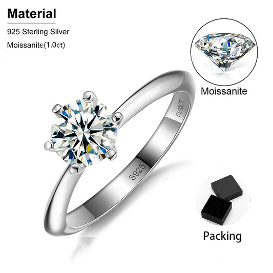 Round Cut Moissanite Solitaire Ring, image 3