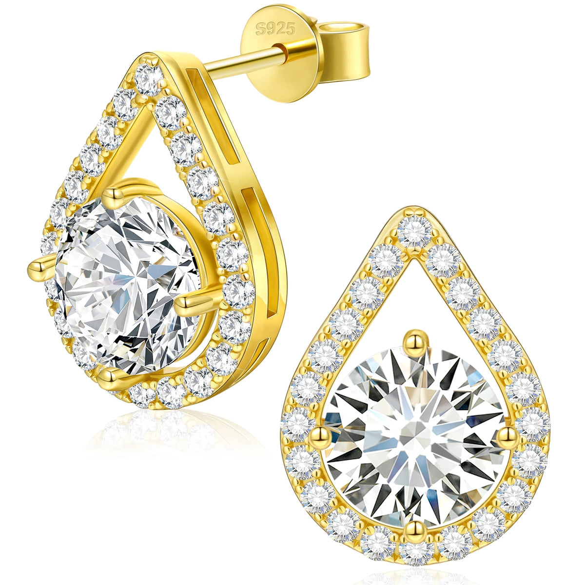 Moissanite Teardrop Halo Stud Earrings, image 8