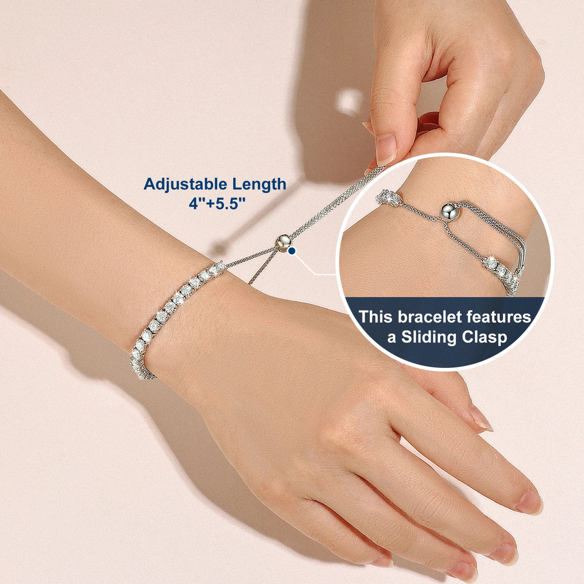 2mm to 4mm Adjustable Moissanite Tennis Bracelet, image 4