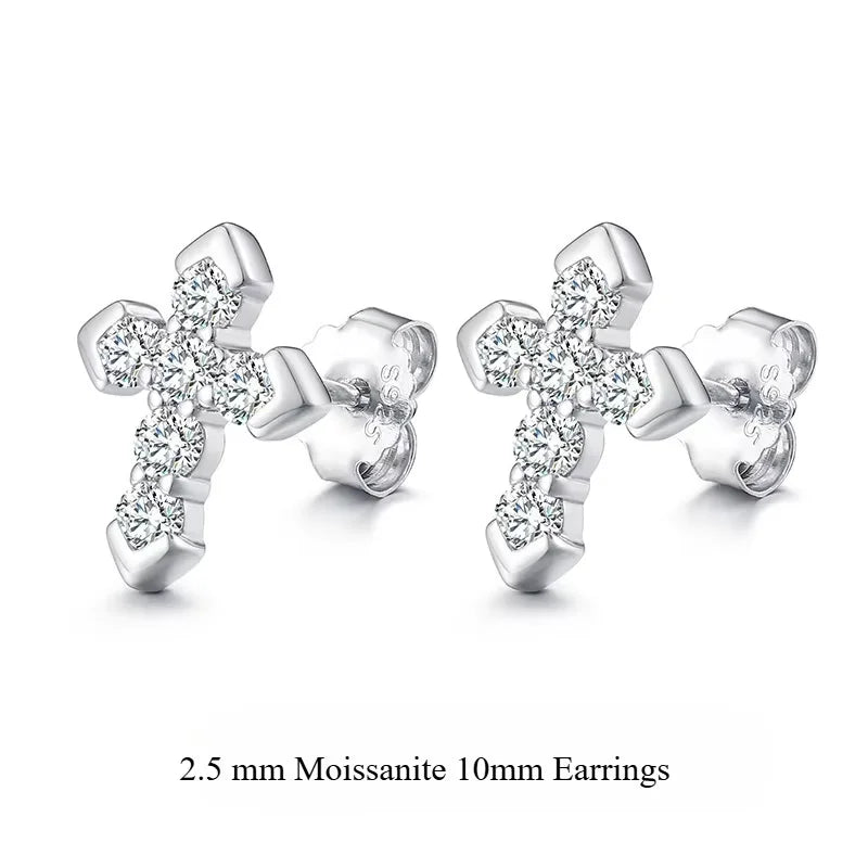 Moissanite Cross Stud Earrings, image 10