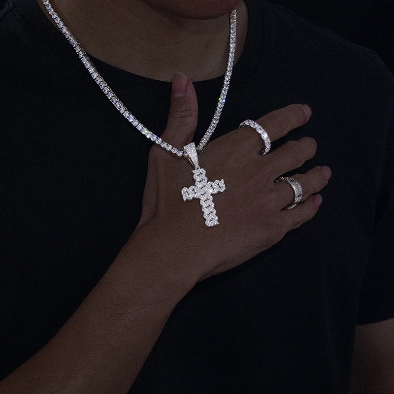Iced Out Cross Pendant Necklace for Men, image 7
