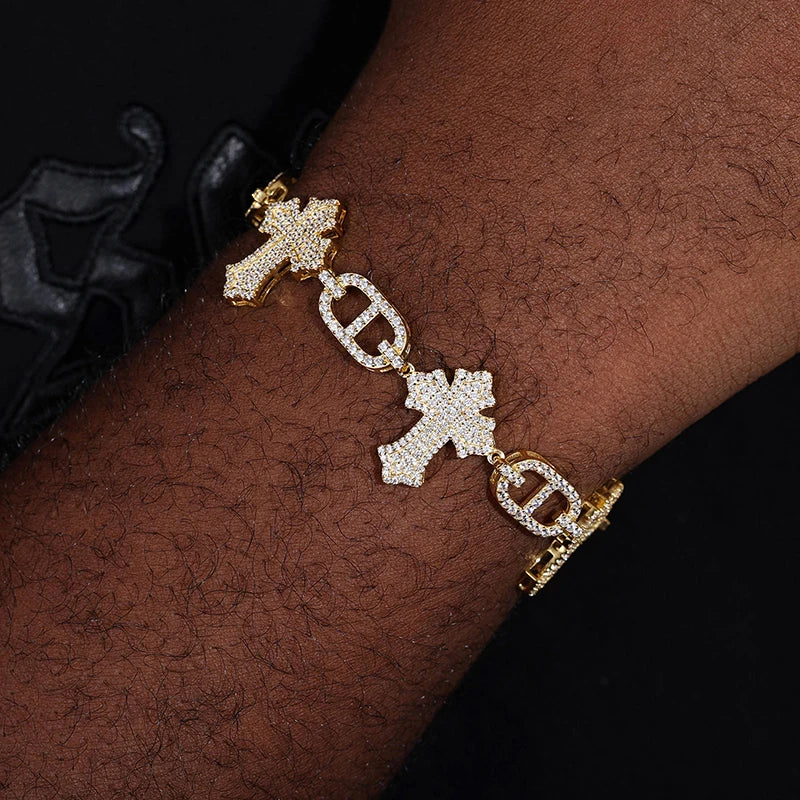 Iced Out Cross Link Bracelet, image 7