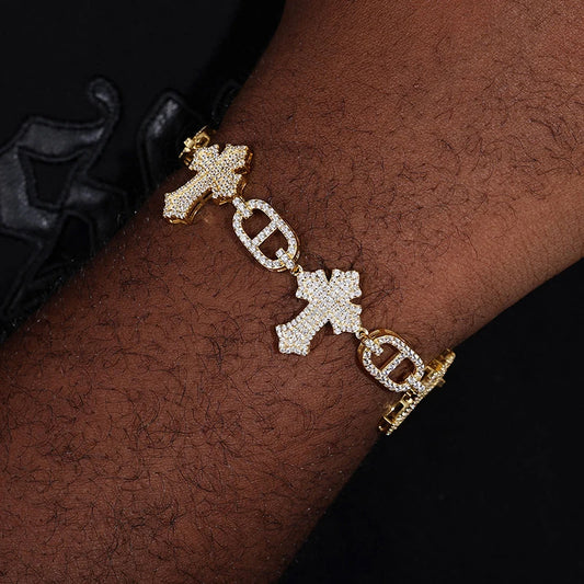 Iced Out Cross Link Bracelet, image 7