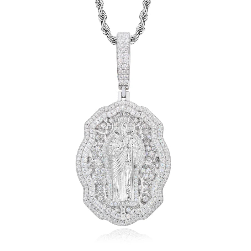 Iced Out Jesus Medallion Pendant Necklace for Men
