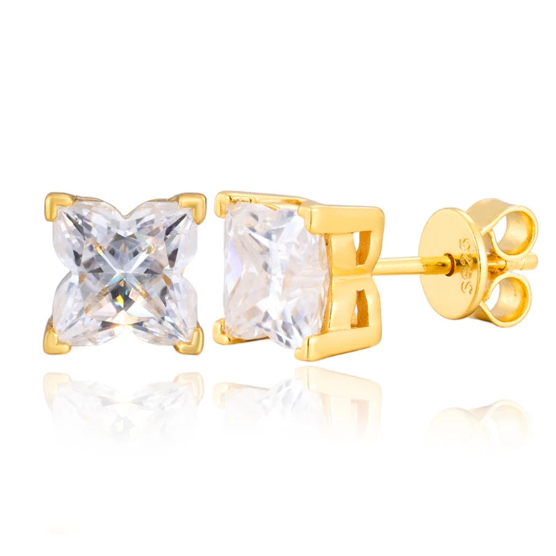 Moissanite Cross or Square Cluster Stud Earrings, image 9