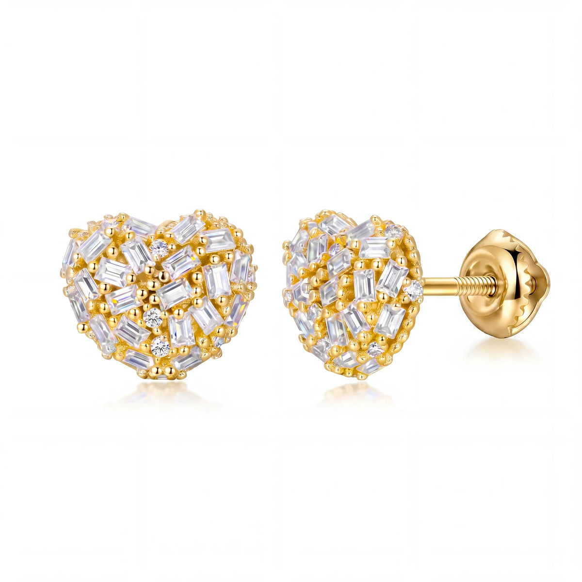 Moissanite Pave Heart Stud Earrings, image 9