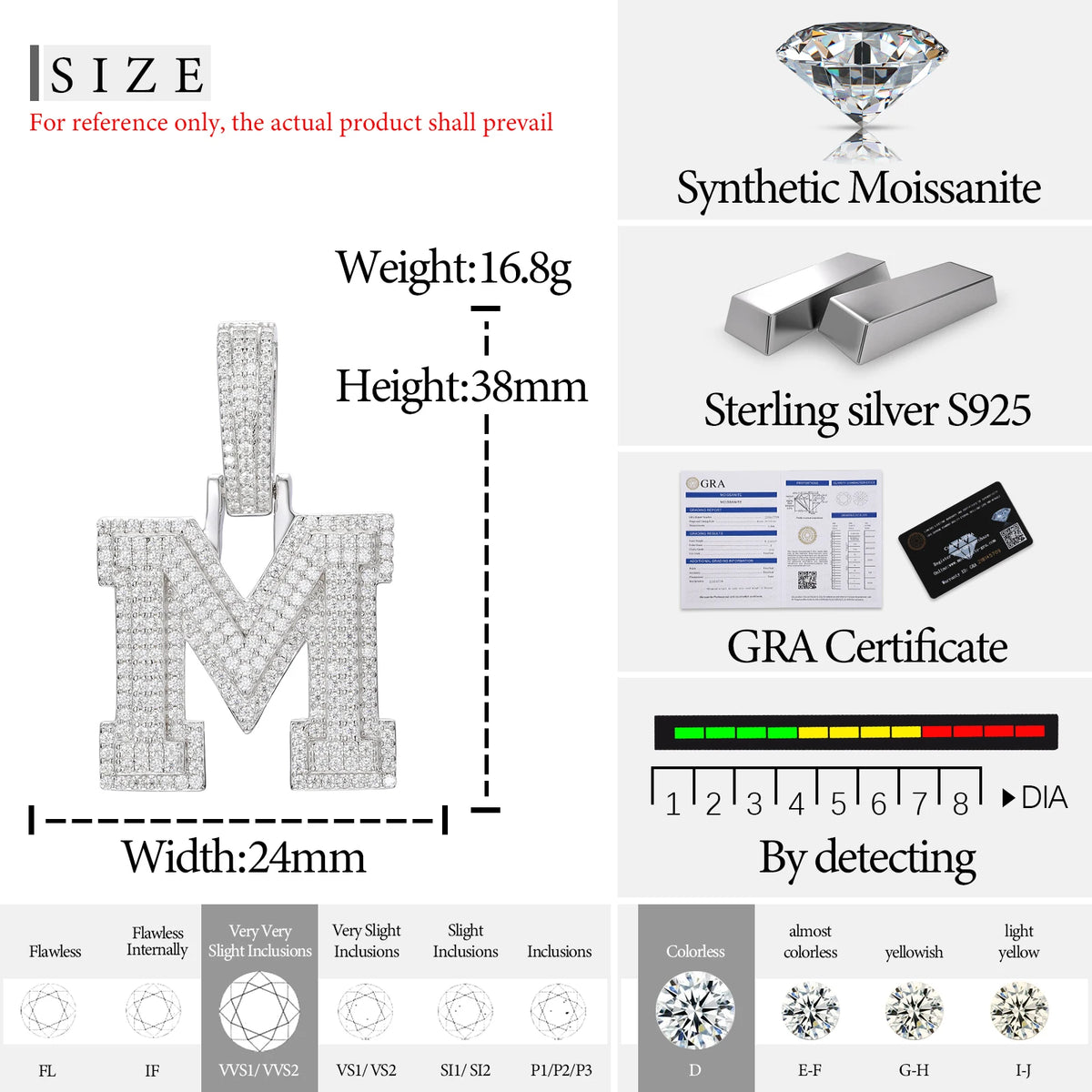 Moissanite Initial Pendant for Men, image 51
