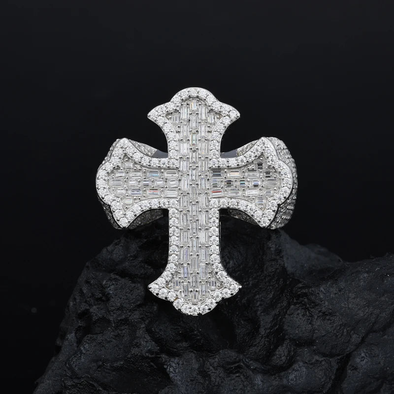 Iced Out Cross Ring for Men, image 4